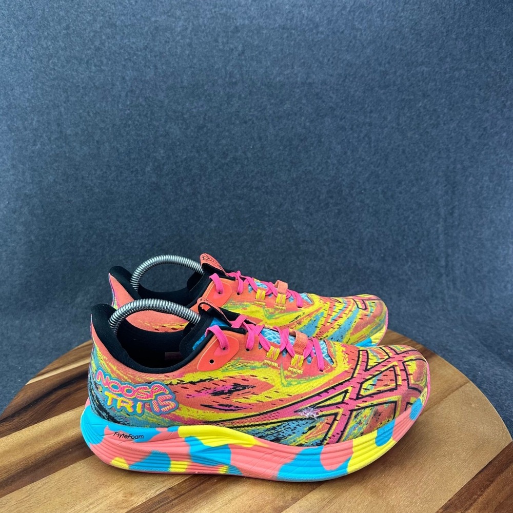 ASICS Noosa Tri 15 Womens Running Shoes Pink Yellow Multi 1012B429 US 10